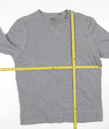 Blue Harbour Men Grey L Crew Neck Pullover Cotton Sweatshirt
