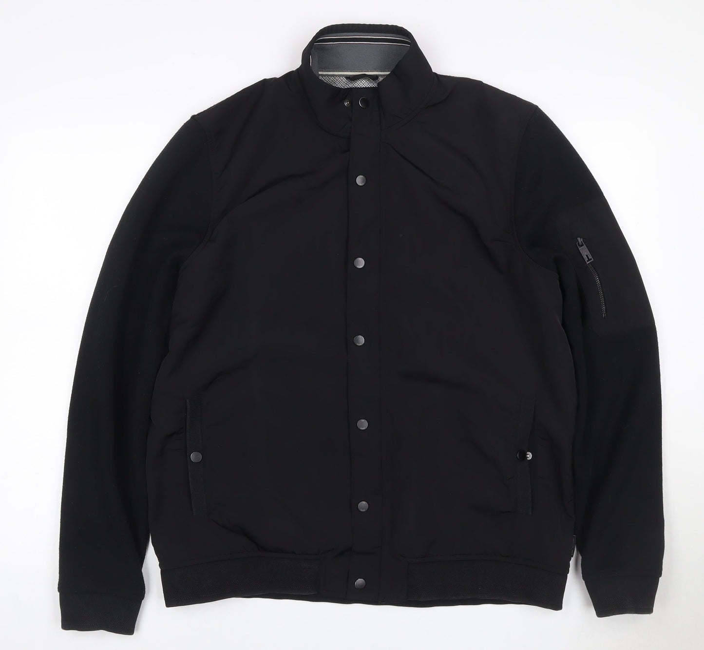 Ted Baker Men’s Black XL Bomber Jacket Stand Collar Pockets