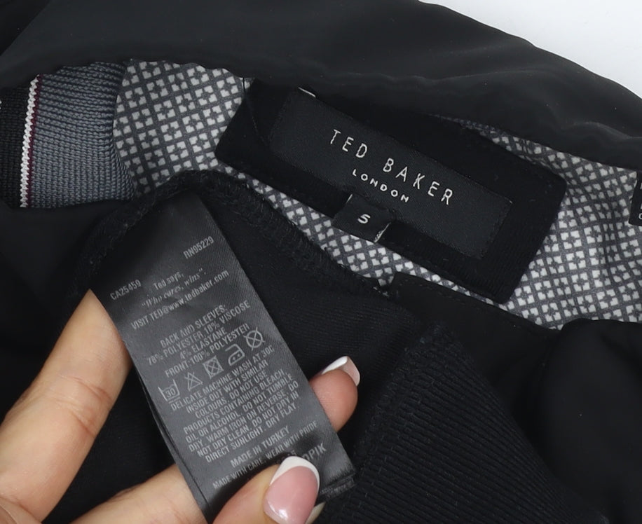 Ted Baker Men’s Black XL Bomber Jacket Stand Collar Pockets