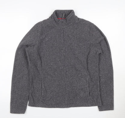 Marks & Spencer Women Grey UK 14 Full Zip Fleece Jacket Collared