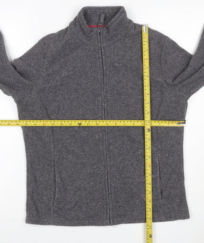 Marks & Spencer Women Grey UK 14 Full Zip Fleece Jacket Collared