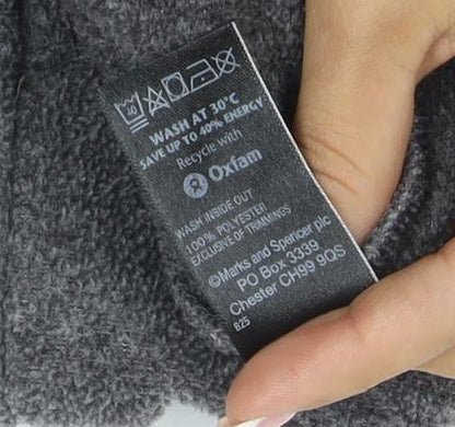 Marks & Spencer Women Grey UK 14 Full Zip Fleece Jacket Collared
