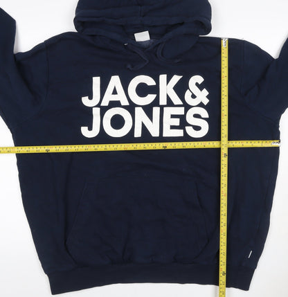 Jack & Jones Mens Navy 3XL Pullover Graphic Print Hoodie