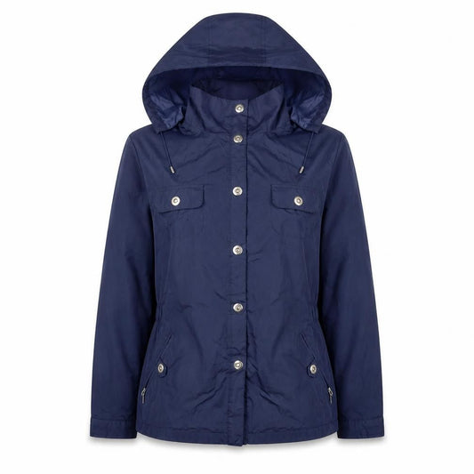 Dunnes Stores Women Blue UK 12 Hooded Parka Jacket Zip Pockets
