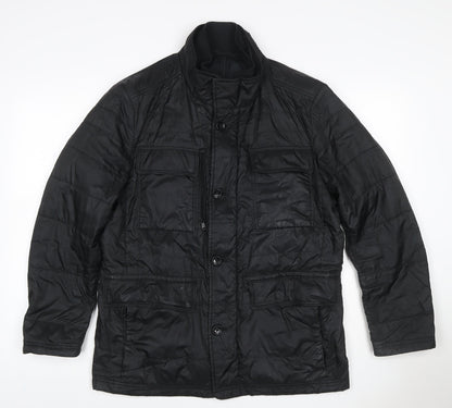 Hugo Boss Men’s Black UK 50 Quilted Puffer Jacket Insulated Mid-Length