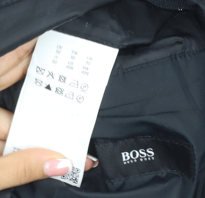 Hugo Boss Men’s Black UK 50 Quilted Puffer Jacket Insulated Mid-Length