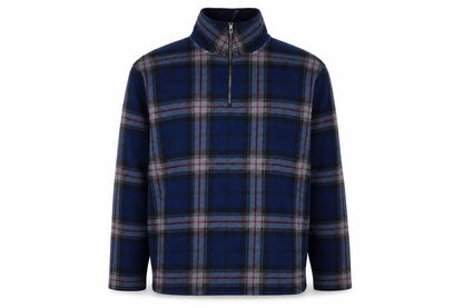 Nautica Men’s Blue Plaid XL Quarter Zip Fleece Pullover Sweatshirt