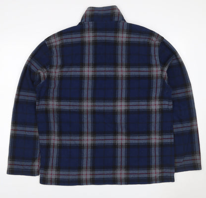 Nautica Men’s Blue Plaid XL Quarter Zip Fleece Pullover Sweatshirt