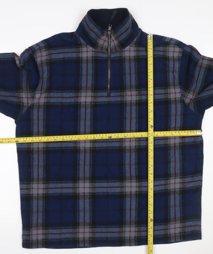 Nautica Men’s Blue Plaid XL Quarter Zip Fleece Pullover Sweatshirt
