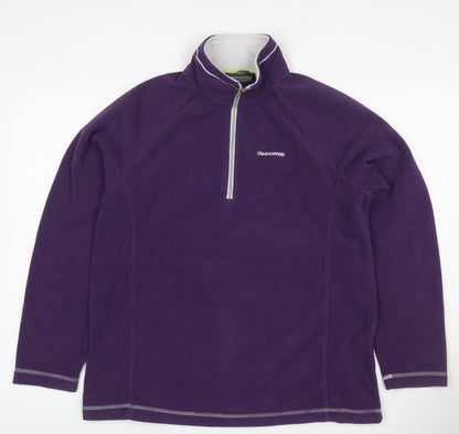 Craghoppers Women's Purple UK 16 1/4 Zip Fleece Pullover Sweatshirt