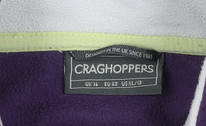 Craghoppers Women's Purple UK 16 1/4 Zip Fleece Pullover Sweatshirt