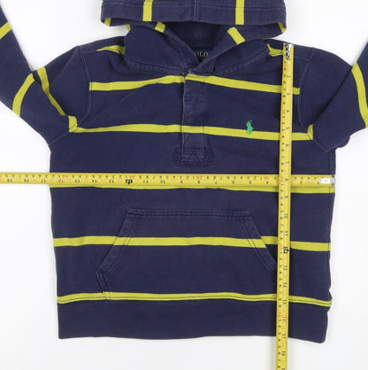 Polo Ralph Lauren Boys Blue Yellow Striped 1/4 Zip Hoodie M 10-12 Years