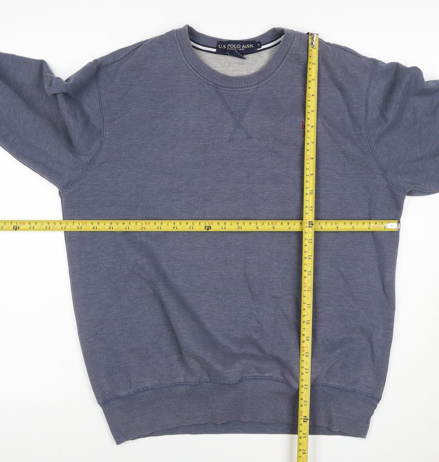 U.S. Polo Assn. Men’s Blue S Crew Neck Pullover Sweatshirt Logo