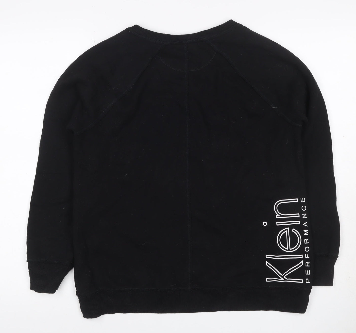 Calvin Klein Women Black M Logo Graphic Raglan Pullover Sweatshirt