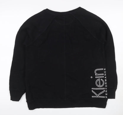 Calvin Klein Women Black M Logo Graphic Raglan Pullover Sweatshirt