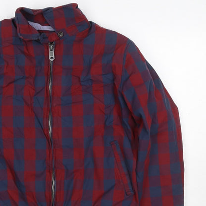 Ben Sherman Men’s Red Blue XL Check Windbreaker Jacket Full Zip