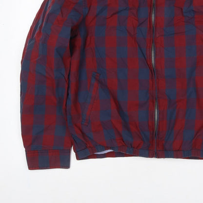 Ben Sherman Men’s Red Blue XL Check Windbreaker Jacket Full Zip