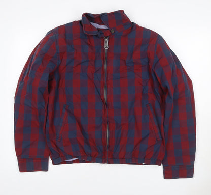 Ben Sherman Men’s Red Blue XL Check Windbreaker Jacket Full Zip