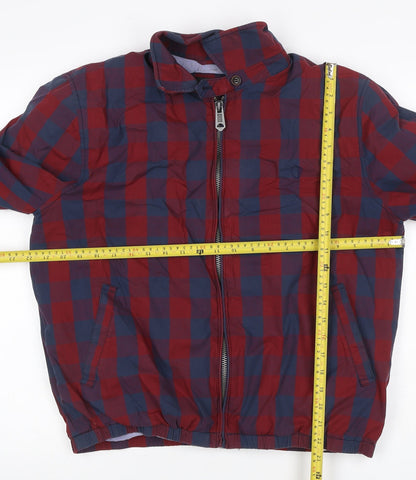 Ben Sherman Men’s Red Blue XL Check Windbreaker Jacket Full Zip