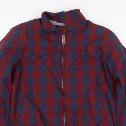 Ben Sherman Men’s Red Blue XL Check Windbreaker Jacket Full Zip