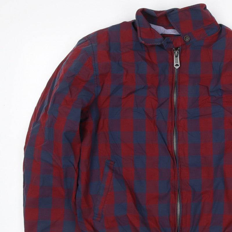 Ben Sherman Men’s Red Blue XL Check Windbreaker Jacket Full Zip