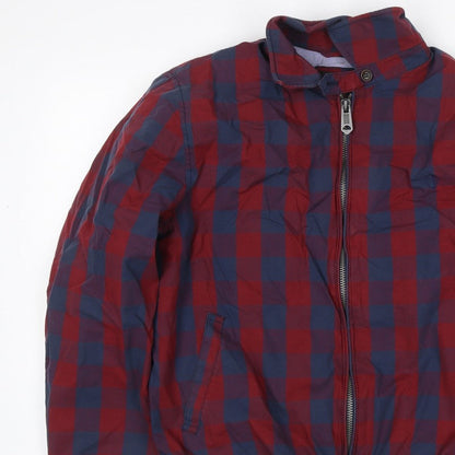Ben Sherman Men’s Red Blue XL Check Windbreaker Jacket Full Zip
