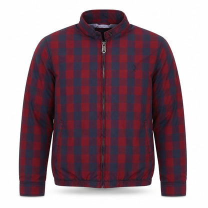 Ben Sherman Men’s Red Blue XL Check Windbreaker Jacket Full Zip