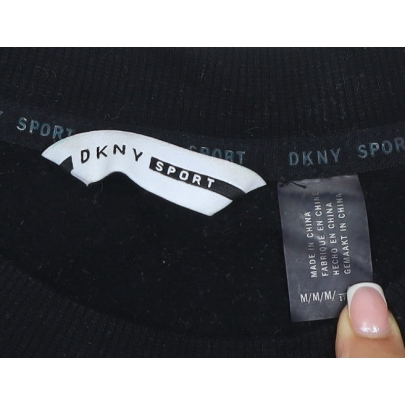 DKNY Sport Women Black Gold Logo Pullover Sweatshirt Size M