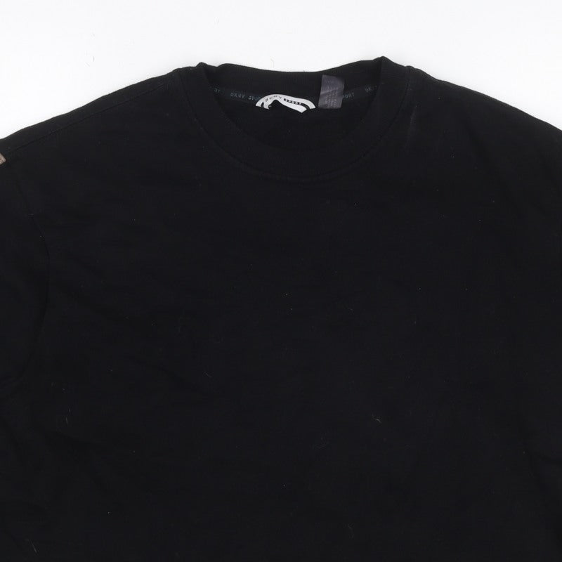 DKNY Sport Women Black Gold Logo Pullover Sweatshirt Size M