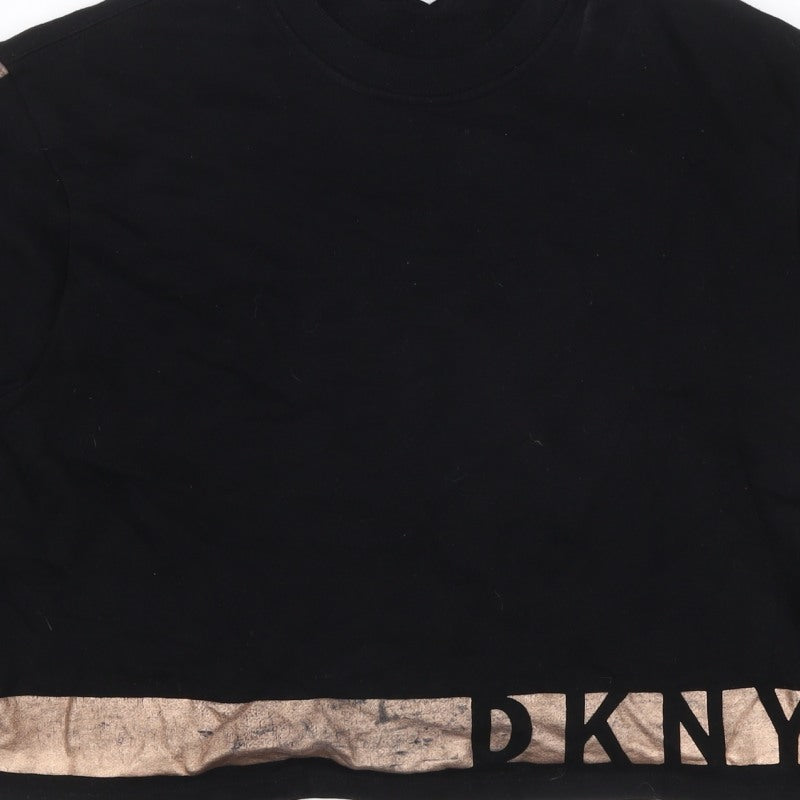 DKNY Sport Women Black Gold Logo Pullover Sweatshirt Size M