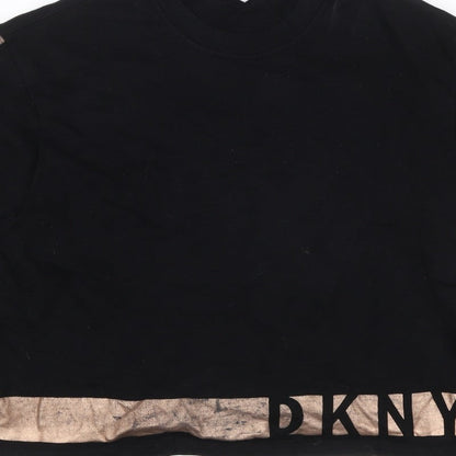 DKNY Sport Women Black Gold Logo Pullover Sweatshirt Size M