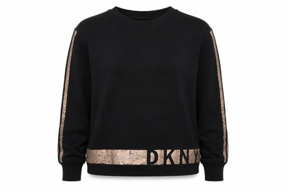 DKNY Sport Women Black Gold Logo Pullover Sweatshirt Size M