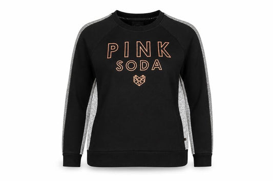 Pink Soda Sport Women’s Black Grey Logo Sweatshirt UK 16 Pullover