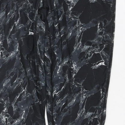 Elle Sport Women’s Black Marble Print Leggings UK 12 Gym Stretch
