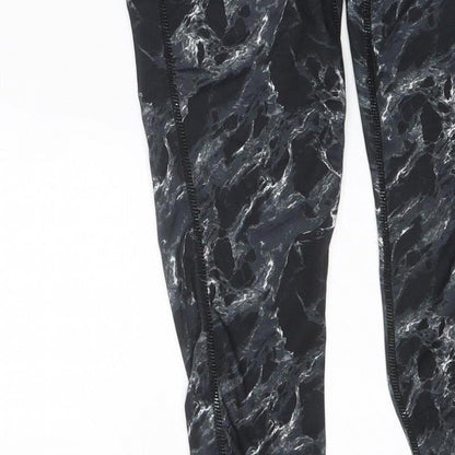 Elle Sport Women’s Black Marble Print Leggings UK 12 Gym Stretch