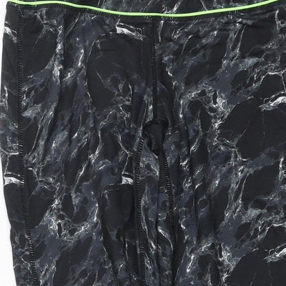 Elle Sport Women’s Black Marble Print Leggings UK 12 Gym Stretch