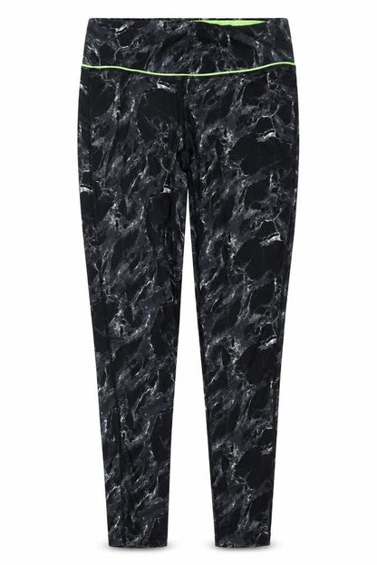 Elle Sport Women’s Black Marble Print Leggings UK 12 Gym Stretch