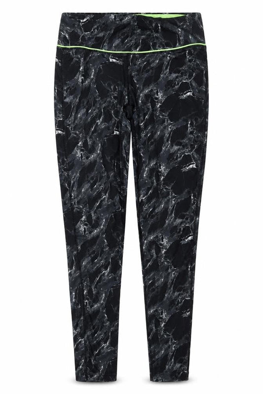 Elle Sport Women’s Black Marble Print Leggings UK 12 Gym Stretch