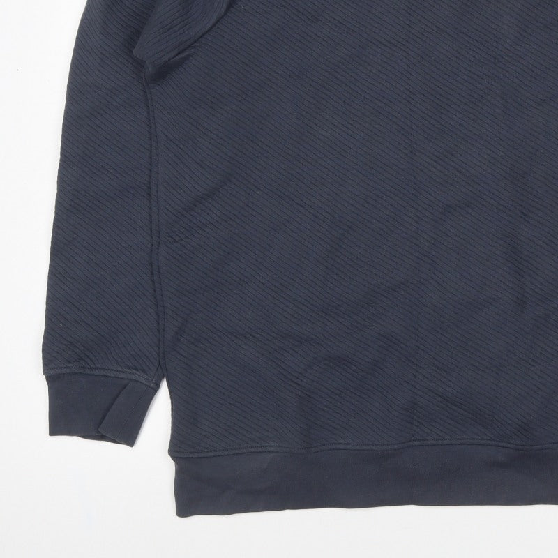 Marks & Spencer Autograph Men Blue 2XL Textured Stripe Crew Sweatshirt