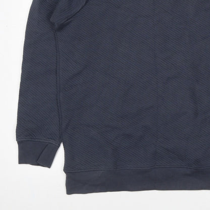 Marks & Spencer Autograph Men Blue 2XL Textured Stripe Crew Sweatshirt