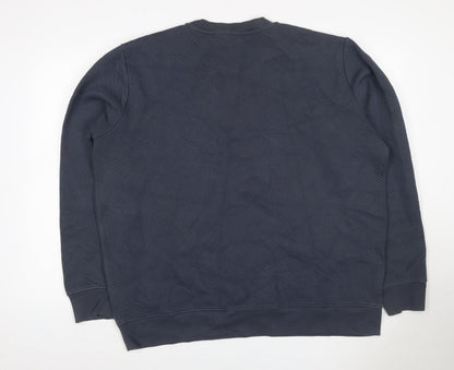 Marks & Spencer Autograph Men Blue 2XL Textured Stripe Crew Sweatshirt