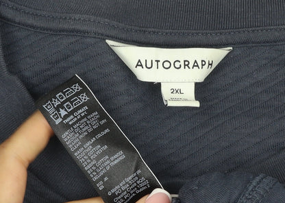 Marks & Spencer Autograph Men Blue 2XL Textured Stripe Crew Sweatshirt