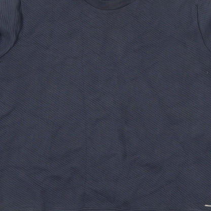 Marks & Spencer Autograph Men Blue 2XL Textured Stripe Crew Sweatshirt