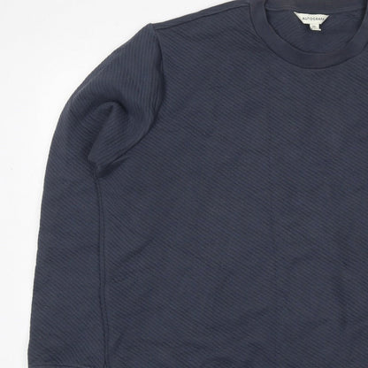 Marks & Spencer Autograph Men Blue 2XL Textured Stripe Crew Sweatshirt