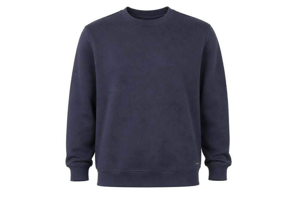 Marks & Spencer Autograph Men Blue 2XL Textured Stripe Crew Sweatshirt