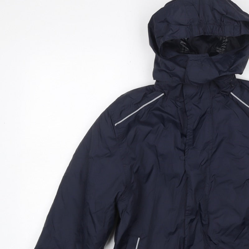 Poini Boys Blue 9-10 Years Hooded Rain Jacket Reflective Lined