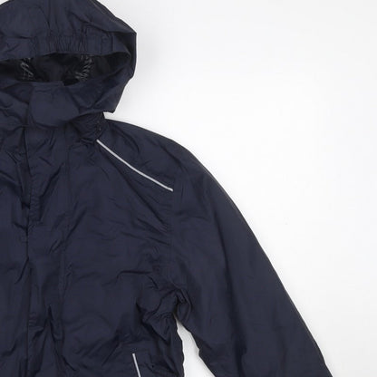 Poini Boys Blue 9-10 Years Hooded Rain Jacket Reflective Lined