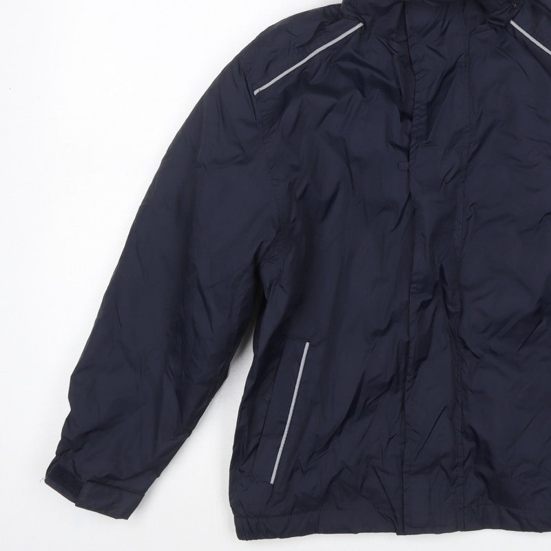 Poini Boys Blue 9-10 Years Hooded Rain Jacket Reflective Lined