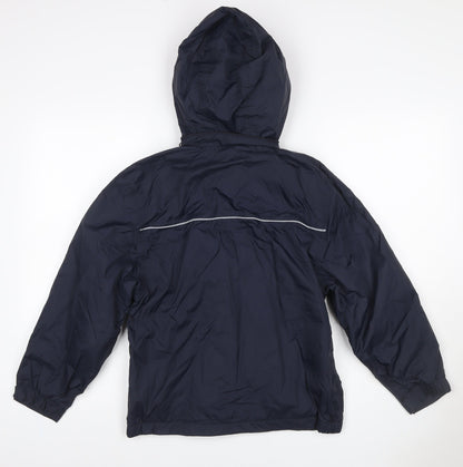 Poini Boys Blue 9-10 Years Hooded Rain Jacket Reflective Lined