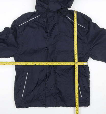 Poini Boys Blue 9-10 Years Hooded Rain Jacket Reflective Lined